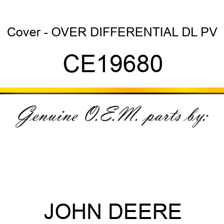 Cover - OVER, DIFFERENTIAL DL PV CE19680