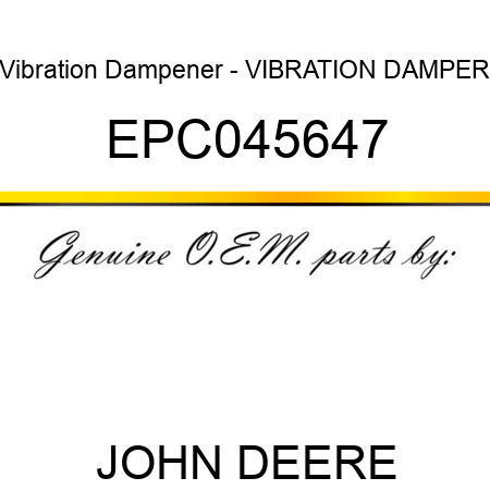 Vibration Dampener - VIBRATION DAMPER EPC045647