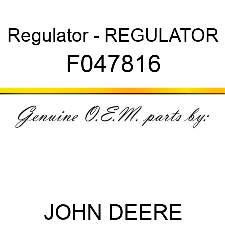 Regulator - REGULATOR F047816