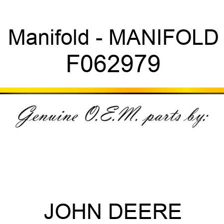 Manifold - MANIFOLD F062979