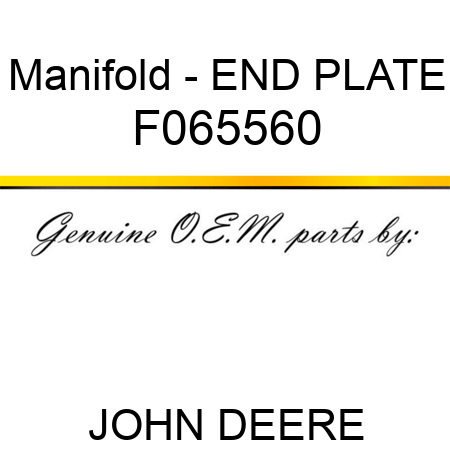 Manifold - END PLATE F065560
