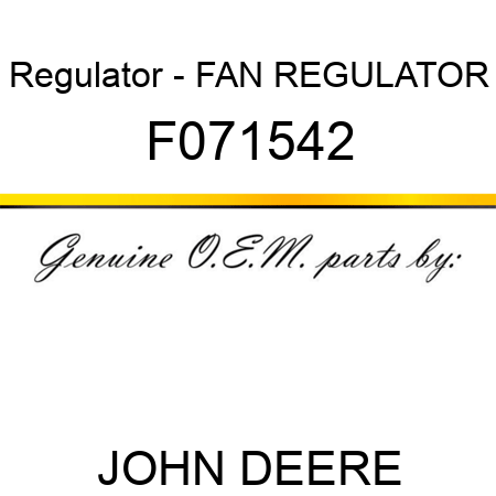 Regulator - FAN REGULATOR F071542
