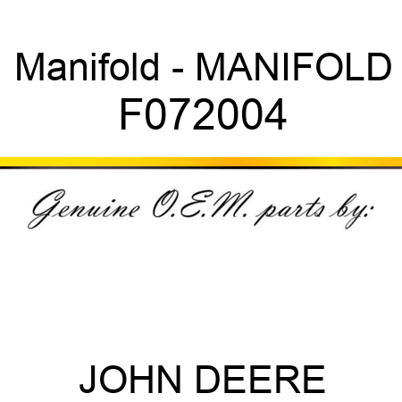 Manifold - MANIFOLD F072004