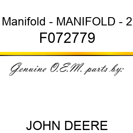 Manifold - MANIFOLD - 2 F072779