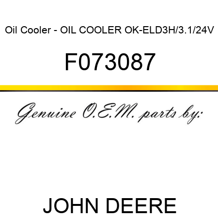 Oil Cooler - OIL COOLER, OK-ELD3H/3.1/24V F073087