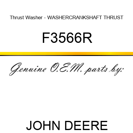Thrust Washer - WASHER,CRANKSHAFT THRUST F3566R