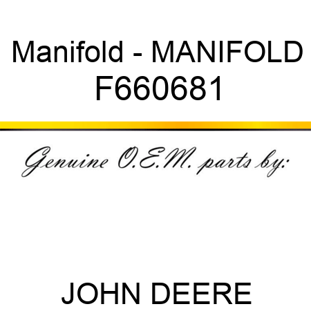 Manifold - MANIFOLD F660681