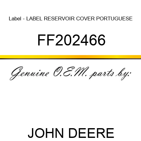 Label - LABEL, RESERVOIR COVER, PORTUGUESE FF202466