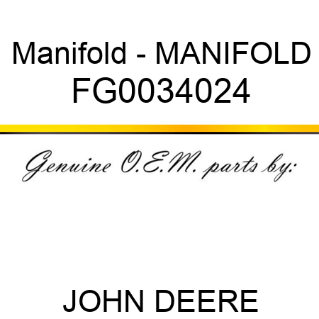 Manifold - MANIFOLD FG0034024