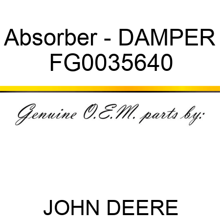 Absorber - DAMPER FG0035640