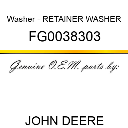 Washer - RETAINER WASHER FG0038303