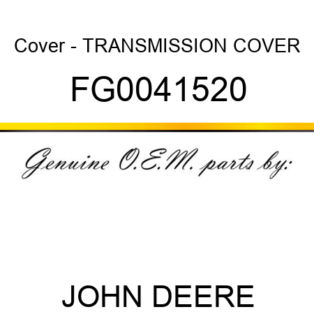 Cover - TRANSMISSION COVER FG0041520