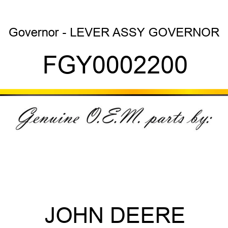 Governor - LEVER ASSY, GOVERNOR FGY0002200
