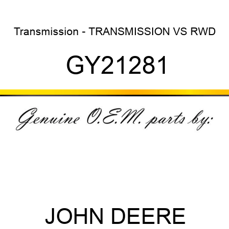 Transmission - TRANSMISSION, VS, RWD GY21281