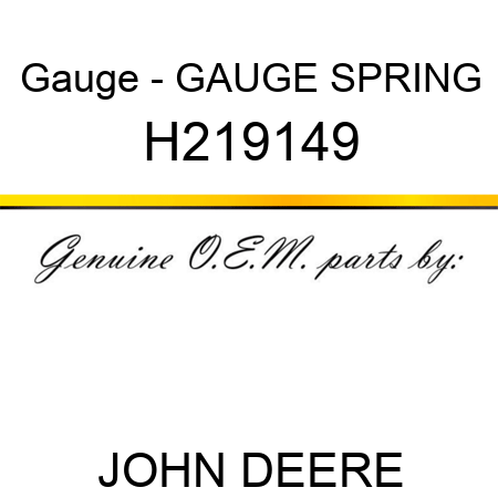 Gauge - GAUGE, SPRING H219149