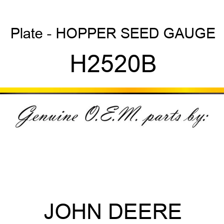 Plate - HOPPER SEED GAUGE H2520B
