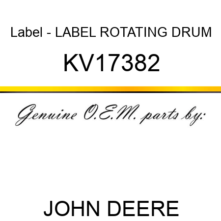 Label - LABEL, ROTATING DRUM KV17382