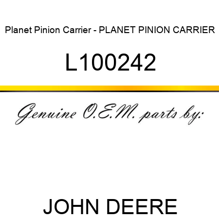 Planet Pinion Carrier - PLANET PINION CARRIER L100242