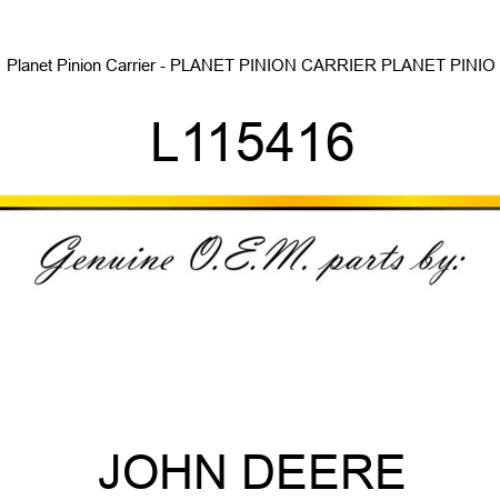 Planet Pinion Carrier - PLANET PINION CARRIER, PLANET PINIO L115416
