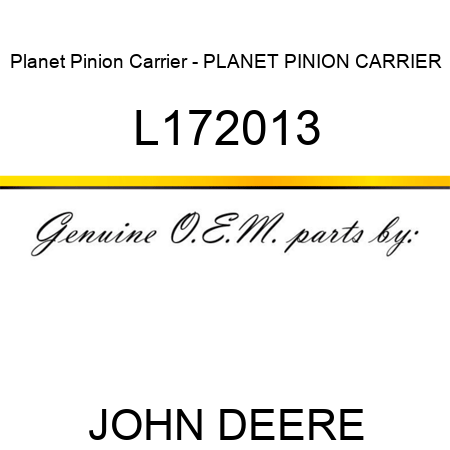 Planet Pinion Carrier - PLANET PINION CARRIER L172013