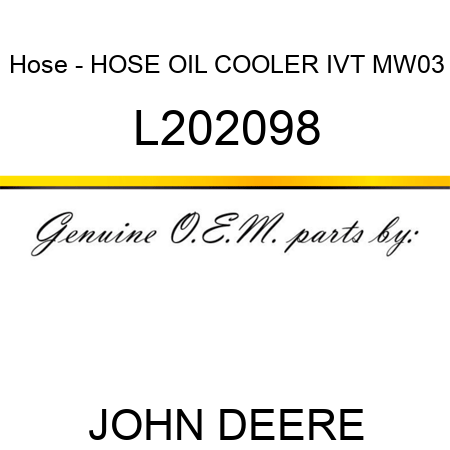 Hose - HOSE, OIL COOLER, IVT, MW03 L202098