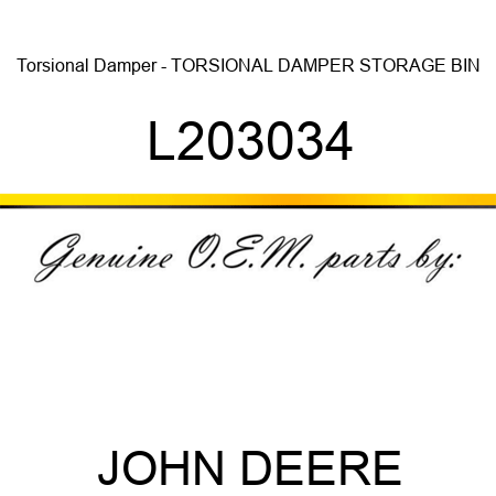 Torsional Damper - TORSIONAL DAMPER, STORAGE BIN L203034