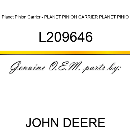 Planet Pinion Carrier - PLANET PINION CARRIER, PLANET PINIO L209646