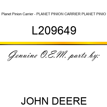 Planet Pinion Carrier - PLANET PINION CARRIER, PLANET PINIO L209649
