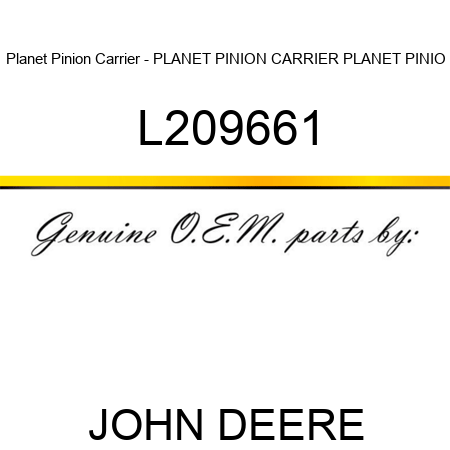 Planet Pinion Carrier - PLANET PINION CARRIER, PLANET PINIO L209661