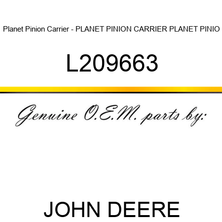 Planet Pinion Carrier - PLANET PINION CARRIER, PLANET PINIO L209663