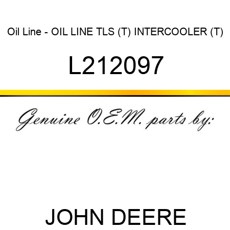 Oil Line - OIL LINE, TLS (T), INTERCOOLER (T) L212097
