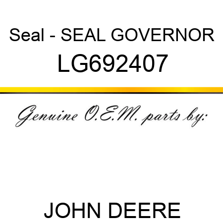 Seal - SEAL, GOVERNOR LG692407