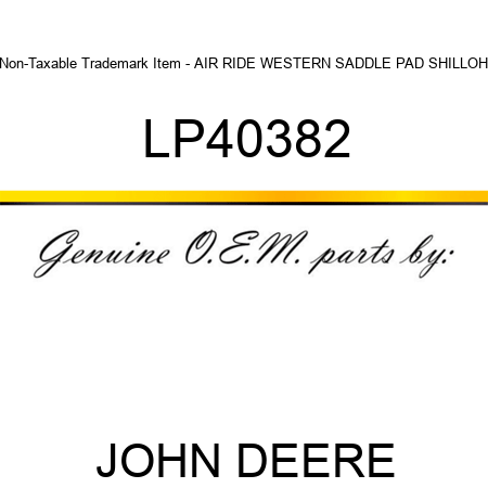 Non-Taxable Trademark Item - AIR RIDE WESTERN SADDLE PAD SHILLOH LP40382