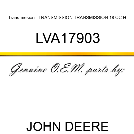Transmission - TRANSMISSION, TRANSMISSION, 18 CC H LVA17903