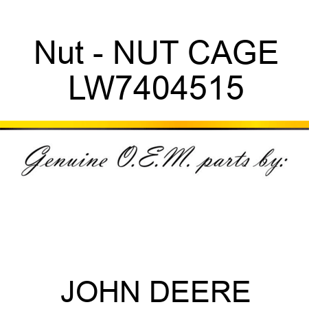 Nut - NUT, CAGE LW7404515
