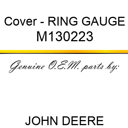 Cover - RING, GAUGE M130223