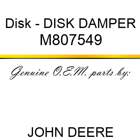 Disk - DISK, DAMPER M807549