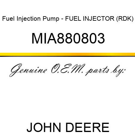 Fuel Injection Pump - FUEL INJECTOR (RDK) MIA880803