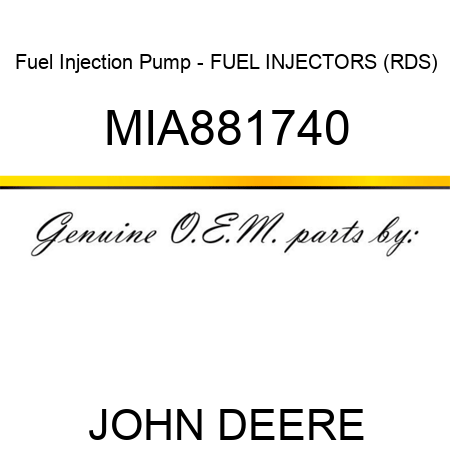 Fuel Injection Pump - FUEL INJECTORS (RDS) MIA881740