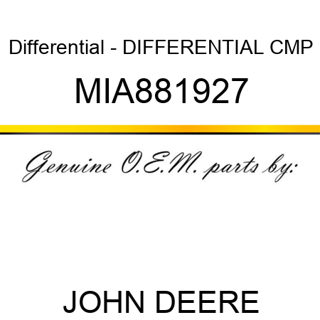Differential - DIFFERENTIAL CMP MIA881927