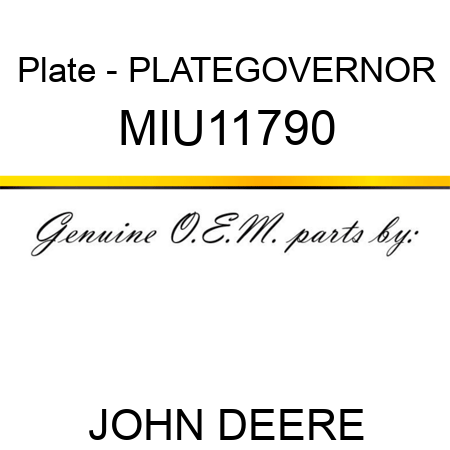 Plate - PLATE,GOVERNOR MIU11790