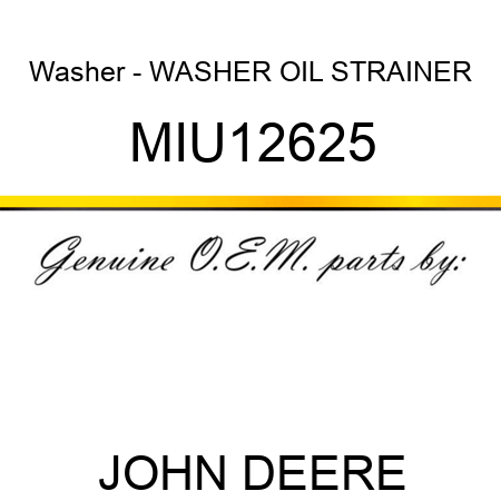 Washer - WASHER, OIL STRAINER MIU12625