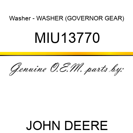 Washer - WASHER (GOVERNOR GEAR) MIU13770