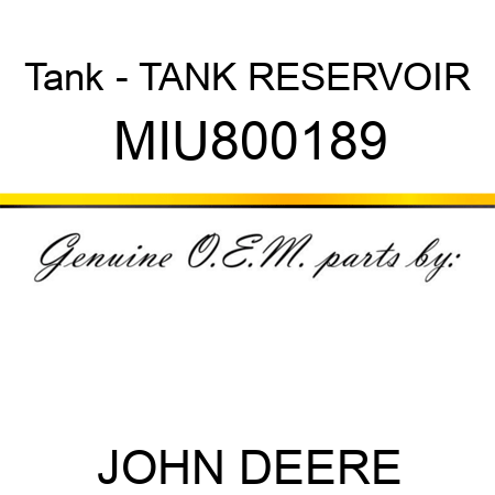 Tank - TANK RESERVOIR MIU800189