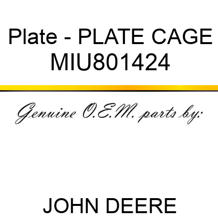 Plate - PLATE, CAGE MIU801424