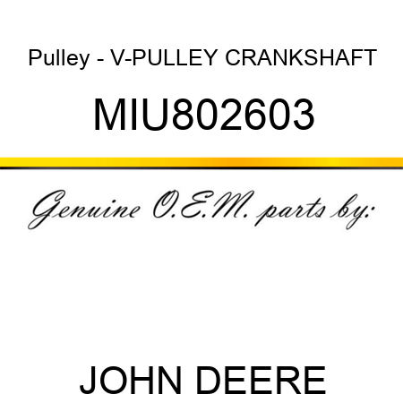 Pulley - V-PULLEY, CRANKSHAFT MIU802603