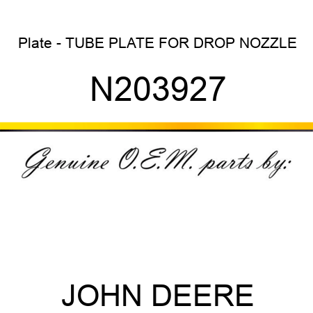 Plate - TUBE PLATE FOR DROP NOZZLE N203927