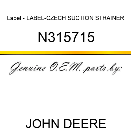 Label - LABEL-CZECH, SUCTION STRAINER N315715