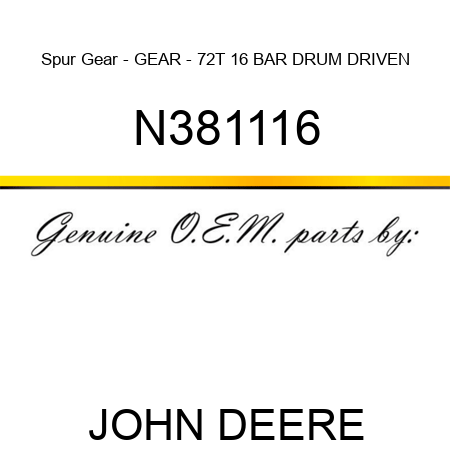 Spur Gear - GEAR - 72T, 16 BAR DRUM DRIVEN N381116