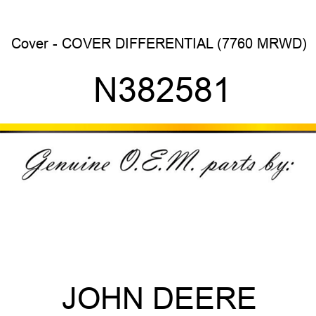 Cover - COVER, DIFFERENTIAL (7760 MRWD) N382581